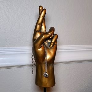 Givenchy Silver Crystal Pendant Necklace